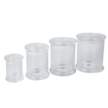 Hot sale fancy empty 7oz 200ml clear glass candle jars container with glass lids for candle making